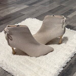 NWOT- Chic Beige Heeled Ankle Boots